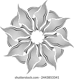 White abstract rotated lines.vortex form. Geometric art. Design element. Digital image with a psychedelic stripes.Design element for prints, web, template