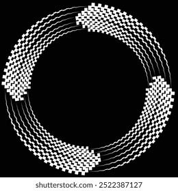 White abstract rotated lines.vortex form. Geometric art. Design element. Digital image with a psychedelic stripes.Design element for prints, web, template
