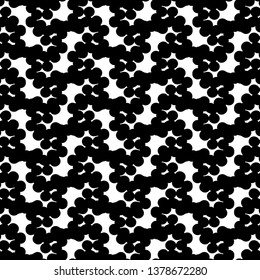 White abstract shapes with cut edges on black background. Decorative graphics. Textile pattern. Tile. Paper. Vector illustration.