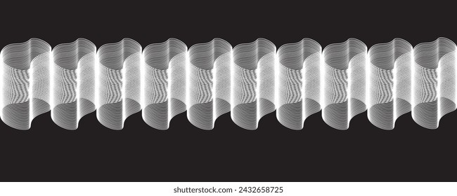 White abstract shapes on a black background