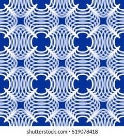 White abstract shapes on indigo background. Seamless vector background tile.