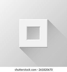 White  Abstract square badge, blank button template flat designed shadow and light background for web user interfaces, UI, applications and apps. Vector illustration.