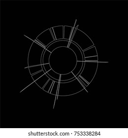 White abstract sun icon on a black backgrounde