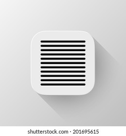 White abstract technology app icon, button template with square perforated speaker grill pattern, flat designed shadow and light background user interfaces (UI), applications (apps) and presentations.