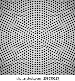 White abstract technology background with seamless circle perforated speaker grill texture for web, user interfaces, UI, applications, apps, business presentations and prints. Vector illustration.