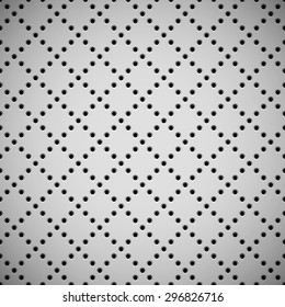 White abstract technology background with seamless circle perforated speaker grill texture for web, user interfaces, UI, applications, apps, business presentations and prints. Vector illustration.