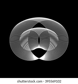 White abstract technology fractal shape with black background for design concepts, posters, banners, web, presentations, wallpapers and prints. Vector illustration.