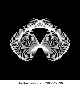 White abstract technology fractal shape with black background for design concepts, posters, banners, web, presentations, wallpapers and prints. Vector illustration.
