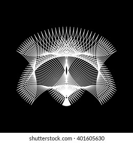 White abstract technology fractal shape with black background for logo, design concepts, posters, banners, web, presentations, wallpapers and prints. Vector illustration.