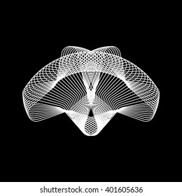 White abstract technology fractal shape with black background for logo, design concepts, posters, banners, web, presentations, wallpapers and prints. Vector illustration.
