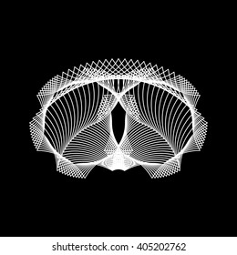 White abstract technology fractal shape with black background for logo, design concepts, posters, banners, web, presentations, wallpapers and prints. Vector illustration.