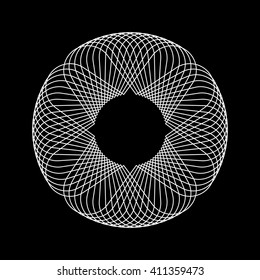 White abstract technology fractal shape with black background for logo, design concepts, posters, banners, web, presentations, wallpapers and prints. Vector illustration.