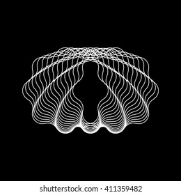 White abstract technology fractal shape with black background for logo, design concepts, posters, banners, web, presentations, wallpapers and prints. Vector illustration.