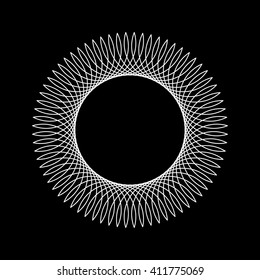 White abstract technology fractal shape with black background for logo, design concepts, posters, banners, web, presentations, wallpapers and prints. Vector illustration.