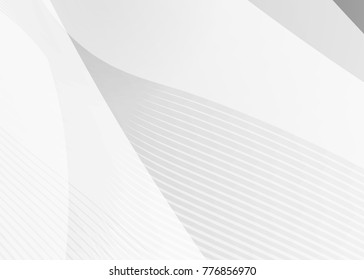 White abstract template for card or banner. Metal Background with waves and reflections. Business background, silver, illustration. Illustration of abstract background with a metallic element