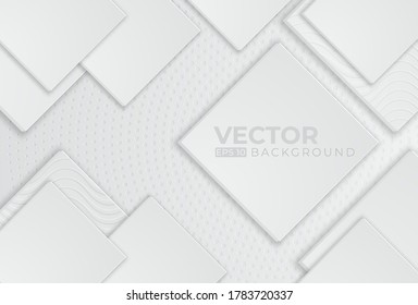 White abstract texture. 3D square paper art style vector backgrounds can be used in cover designs, book designs, posters, leaflets, 
