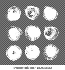 Trazos redondos de textura abstracta blanca sobre fondo transparente de imitación