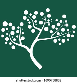 White abstract tree on a green background. World forestry day. March 21. Logo.