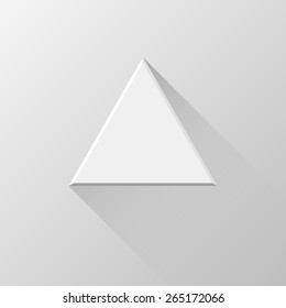 White abstract triangle badge, blank button template flat designed shadow and light background for web user interfaces, UI, applications and apps. Vector illustration.