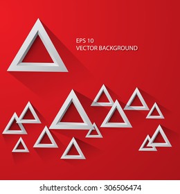 White abstract triangle on a red background vector eps 10