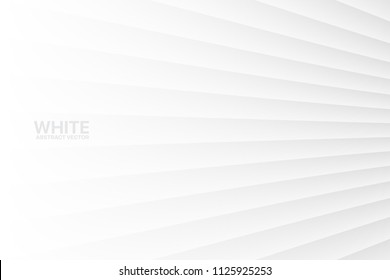 White Abstract Vector Clear Blank Subtle Geometrical Background. Light Colorless Empty Skew Wall. 3D Conceptual Technological Illustration. Minimalist Wallpaper