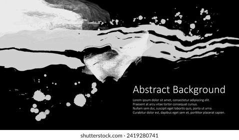Diseño vectorial abstracto blanco. Pintura de tinta en el folleto, elementos de diseño aislados en negro.