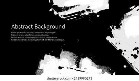 White abstract vector design. Ink paint on brochure, Design elements isolated on black.