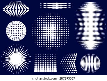 Colección de elementos de diseño de semitonos vectoriales abstractos blancos