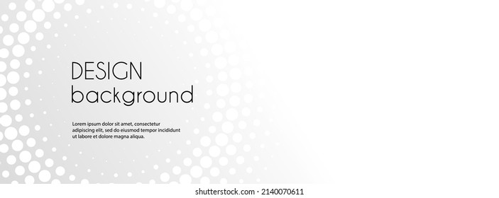 White abstract vector long banner. Business minimal background with halftone circle frame and copy space for text. Social media cover header, web banner