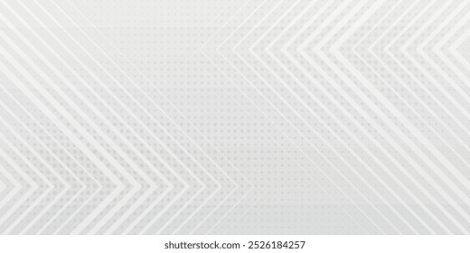 Modelo de banner longo vetor abstrato branco. Plano de fundo mínimo com setas de linha e espaço de cópia para texto.