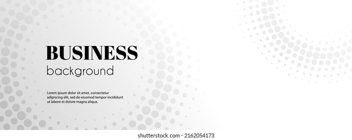 Banner de largo negocio del vector abstracto blanco. Fondo mínimo con marco de círculo de medio tono y espacio de copia para el texto. Portada de medios sociales, encabezado