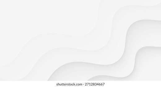 White abstract wave background. Fluid shapes composition. Creative illustration for poster, web, landing, page, cover, EPS 10