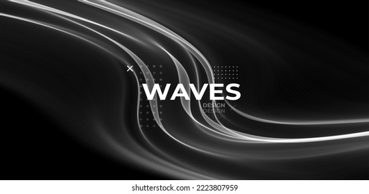 White abstract wave. Magic line design. Flow curve motion element. Neon gradient wavy illiustration.