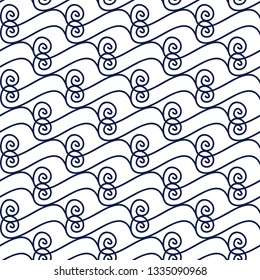 White abstract wave seamless pattern in flat simple line style. Great for fabric, wallpaper, wrap gift, background, textile.