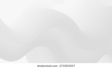 Las ondas abstractas blancas suavizan la textura del fondo 3D. Las curvas de color gris claro fluyen elegantemente para formar una forma líquida. El diseño de Fondo de pantalla minimalista se adapta perfectamente a las presentaciones de negocios.