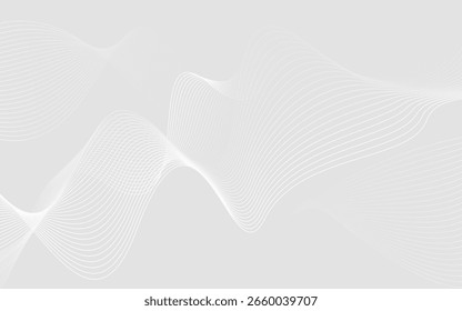 Líneas onduladas Abstractas blancas sobre fondo gris claro Diseño de onda fluida mínima para proyectos visuales modernos, limpios y de Profesional
