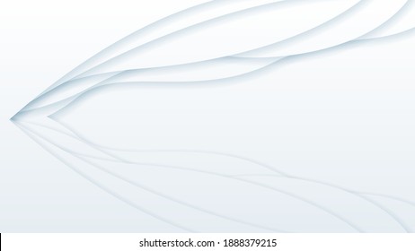 Antecedentes de corte de papel ondulado de abstracto blanco con sombras, vector. Objetos de diseño modernos