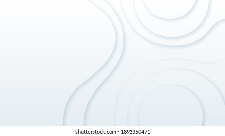 White Abstract Wavy Paper Cut Background With Shadows, Vector. Modern Design Objects