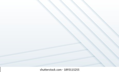 White Abstract Wavy Paper Cut Background with Shadows, Vector. Modern Design Objects