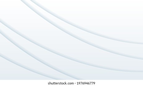 White Abstract Wavy Paper Cut Background with Shadows, Vector. Modern Design Objects