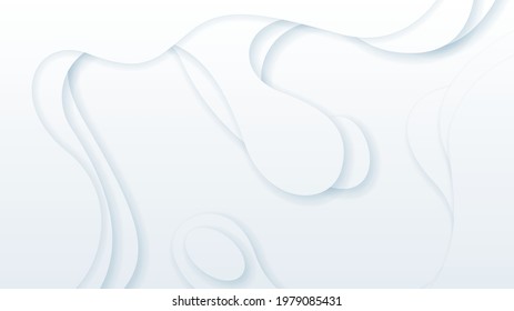 Antecedentes de corte de papel ondulado de abstracto blanco con sombras, vector. Objetos de diseño modernos