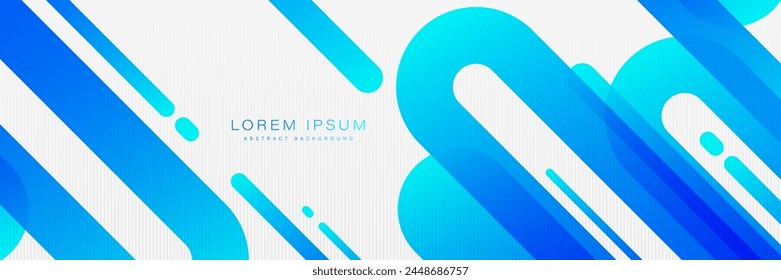 White abstract wide banner background with blue geometric shapes. Minimal geometric. Modern futuristic concept. Suit for cover, header, business, presentation, corporate, website, flyer