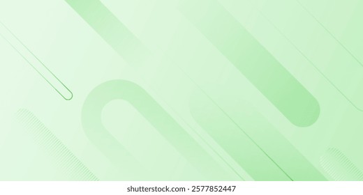 White abstract wide banner background with green geometric shapes. Minimal geometric. Modern futuristic concept. Suit for cover, header, business, presentation