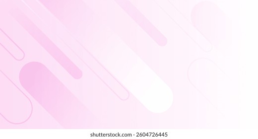White abstract wide banner background with pink geometric shapes. Minimal geometric. Modern futuristic concept. Suitable for covers, headers, business, presentations