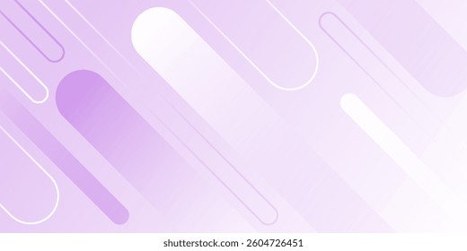 White abstract wide banner background with purple geometric shapes. Minimal geometric. Modern futuristic concept. Suitable for covers, headers, business, presentations