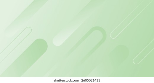 White abstract wide banner background with green geometric shapes. Minimal geometric. Modern futuristic concept. Suit for cover, header, business, presentation