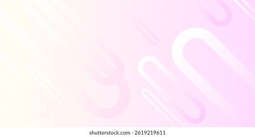 Weißer abstrakter, breiter Bannerhintergrund mit rosafarbenen geometrischen Formen. Minimal geometrisch. Modernes futuristisches Konzept. Geeignet für Cover, Header, Business, Präsentationen