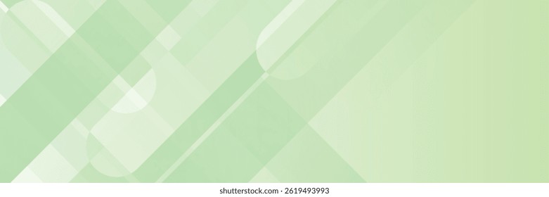 White abstract wide banner background with green geometric shapes. Minimal geometric. Modern futuristic concept. Suit for cover, header, business, presentation
