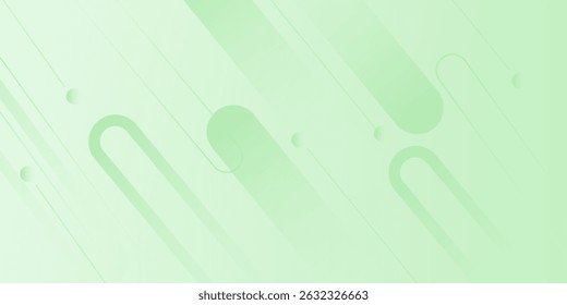 White abstract wide banner background with green geometric shapes. Minimal geometric. Modern futuristic concept. Suit for cover, header, business, presentation