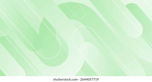 White abstract wide banner background with green geometric shapes. Minimal geometric. Modern futuristic concept. Suit for cover, header, business, presentation